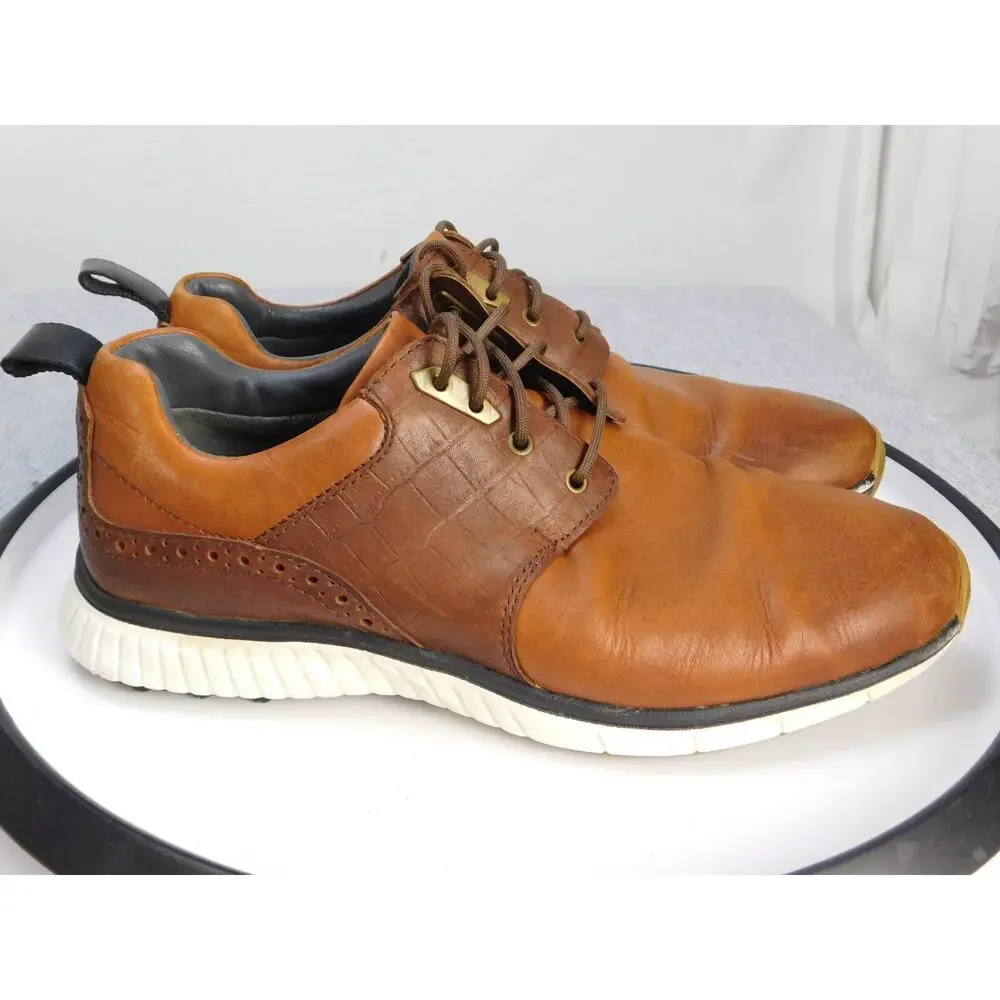 Johnston & Murphy Spikeless Golf Shoes Mens 8 Brown Leather Saddle XC4 25-3572